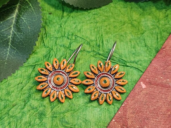 Vibrant Floral Tanjore Earrings