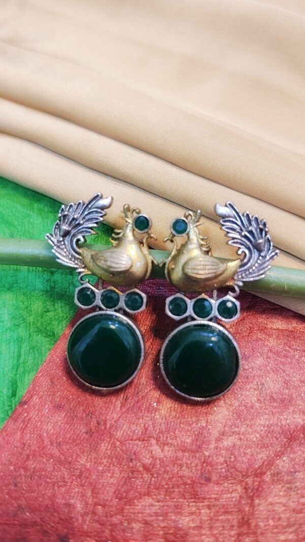 Peacock Majesty - Statement Earrings - Image 2