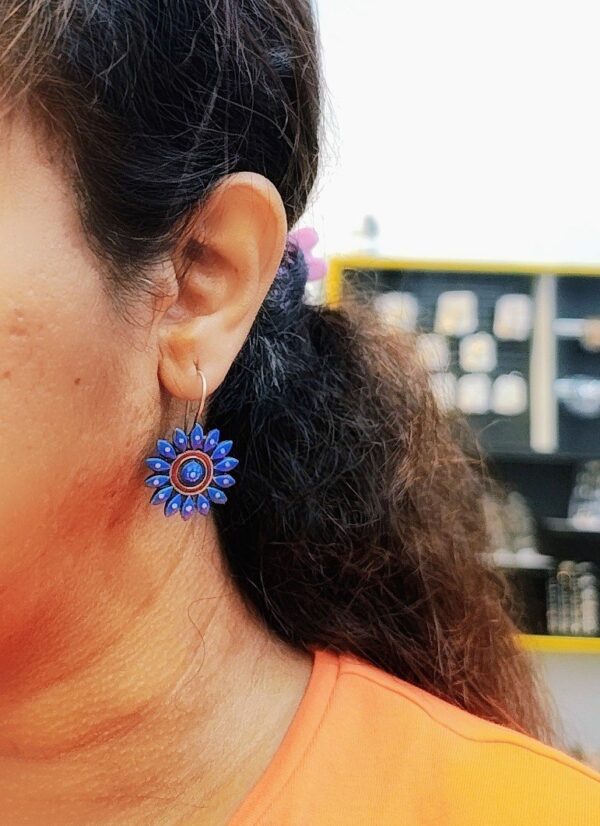 Vibrant Floral Tanjore Earrings - Image 6