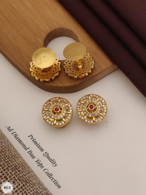 Intricate Diamond Stud Earrings - Image 2