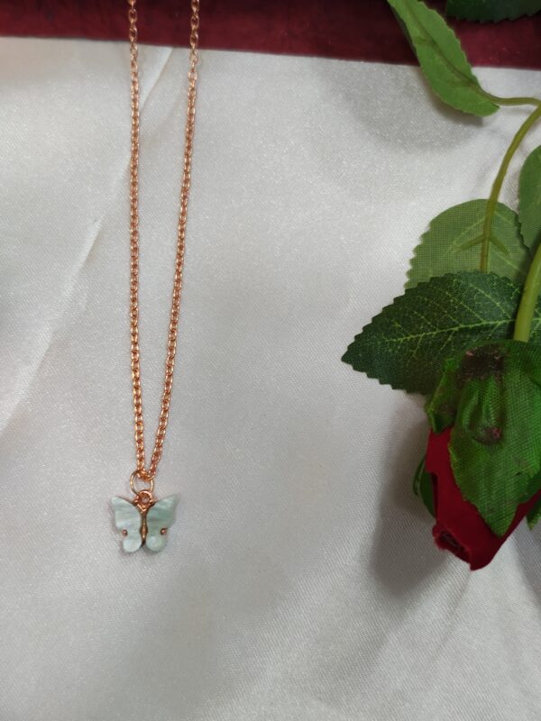 Elegant Butterfly Pendant Necklace in Rose Gold - Image 3