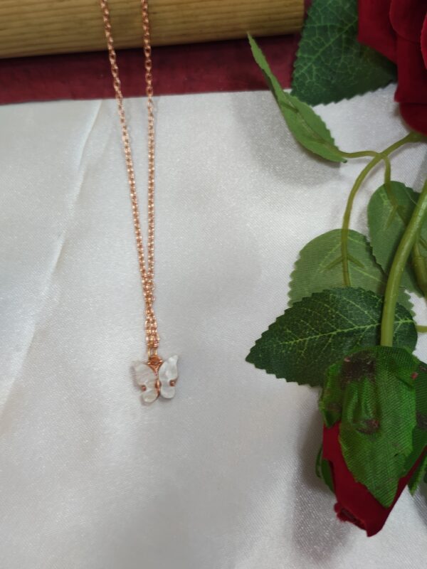 Elegant Butterfly Pendant Necklace in Rose Gold - Image 5