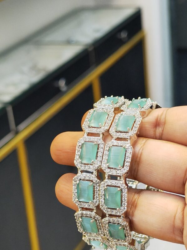 Turquoise Square-Cut Gemstone with Zircon Accents - Image 3