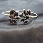 Delicate Black Petal Floral Open Cuff Bracelet (2)