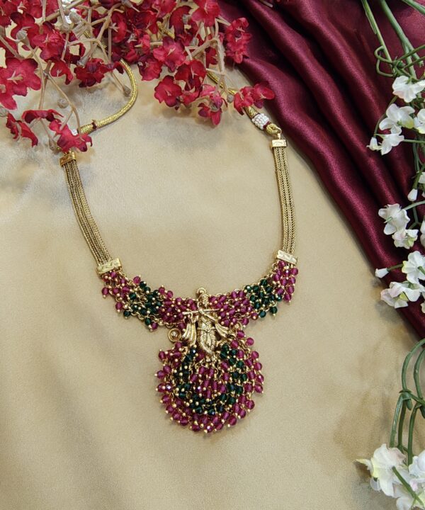 Radha-Krishna Beaded Necklace Set - Image 6