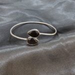 Dual Black Teardrop Open Cuff Bracelet (1)