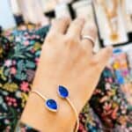 Dual Blue Teardrop Open Cuff Bracelet (1)