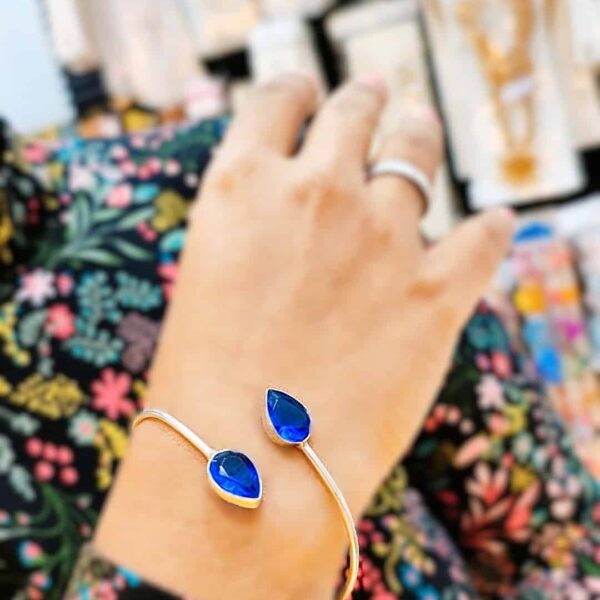 Dual Blue Teardrop Open Cuff Bracelet (1)