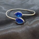 Dual Blue Teardrop Open Cuff Bracelet (2)