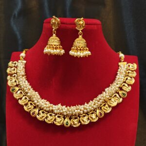 Elephant Antique Gold Pearl Set