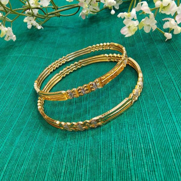 Gold-Plated Crystal Studded Designer Bangles