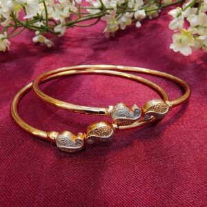 Gold-Plated Paisley Charm Bangles - Free Size