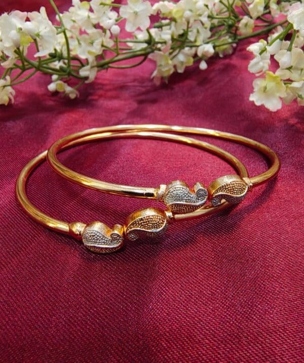 Gold-Plated Paisley Charm Bangles - Free Size