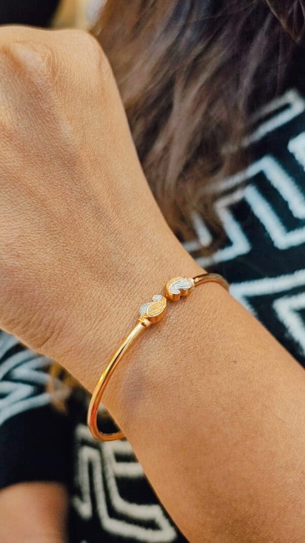 Gold-Plated Paisley Charm Bangles - Free Size - Image 2