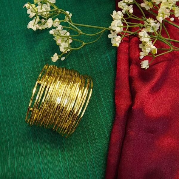 Gold-Plated Statement Cuff Bangle - Free Size