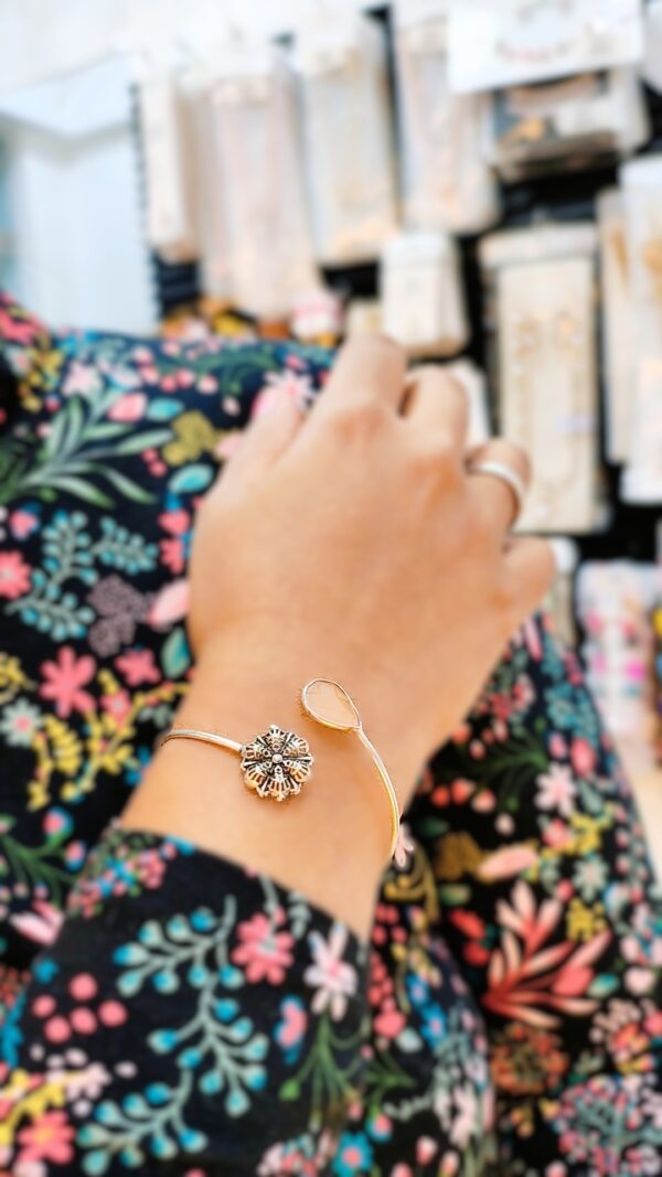Golden Glow Floral Statement Bangle - Image 2