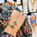 Green Multi-Stone Floral Open Cuff Bracelet (1)