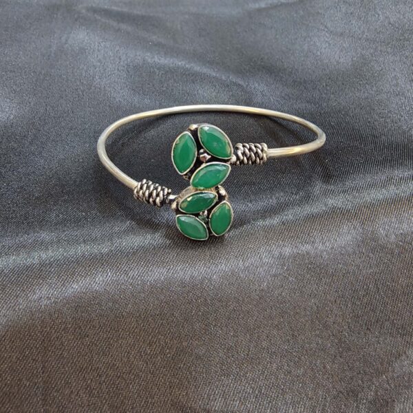 Multi-Stone Floral Open Cuff Bracelet