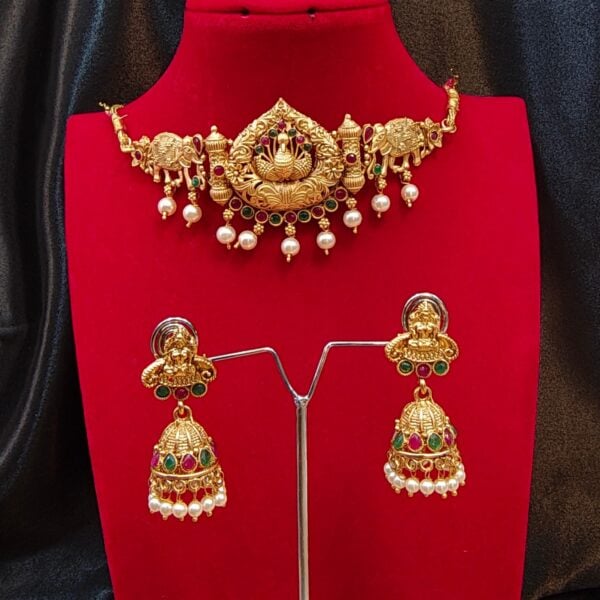 Peacock & Elephant Design Temple Choker Set