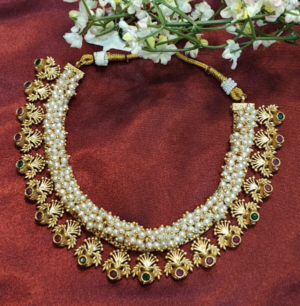 Pearl-Embedded Gold Necklace Set - Image 6