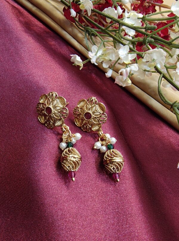 Pearl Strand Gold Green & Pink Necklace Set - Image 5