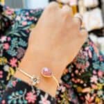 Rose Petal Floral Silver Bangle (1)