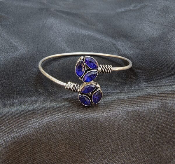 Multi-Stone Floral Open Cuff Bracelet - Image 9