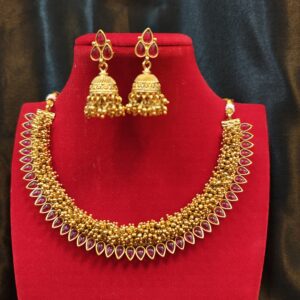 Majestic Pearl and Pink Stone Necklace Set