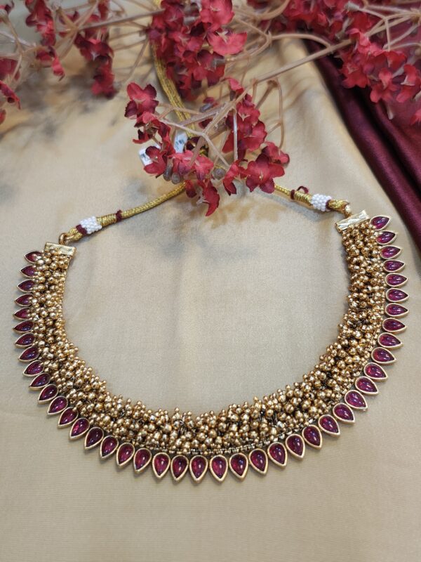 Majestic Pearl and Pink Stone Necklace Set - Image 6