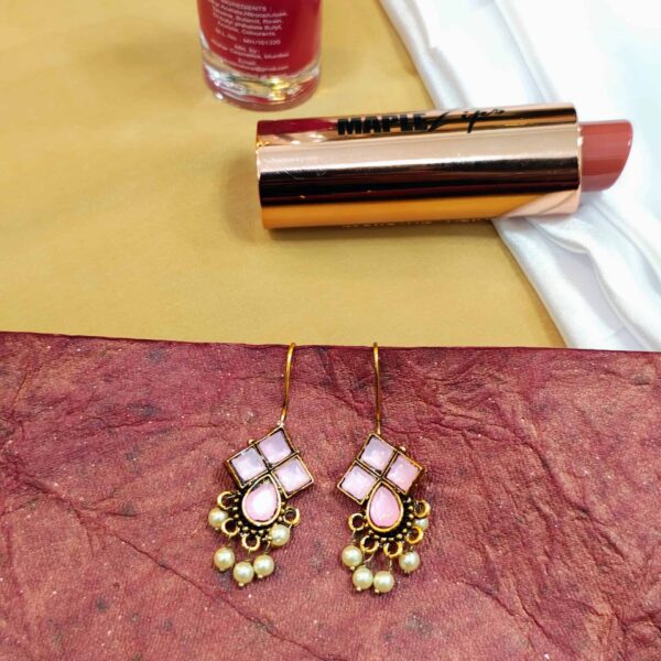 Square Statement Earring - "Baby Pink"
