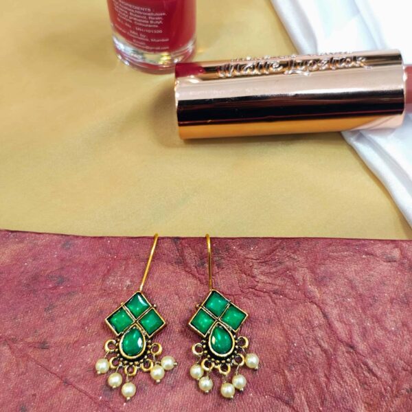 Square Statement Earring - "Green"