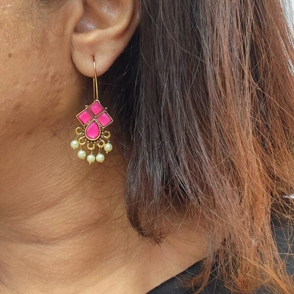 Square Statement Earring - "Pink"