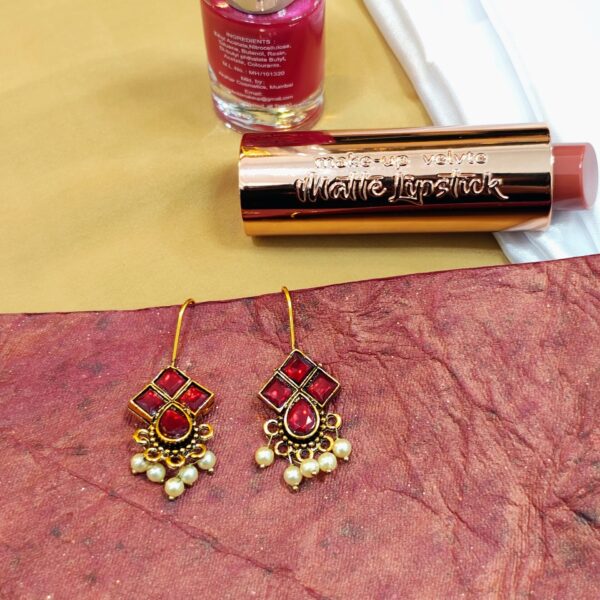 Square Statement Earring - "Red"