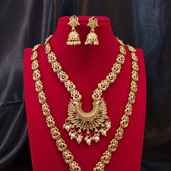 Sunburst Elegance Gold-Plated Long and Short Necklace Set