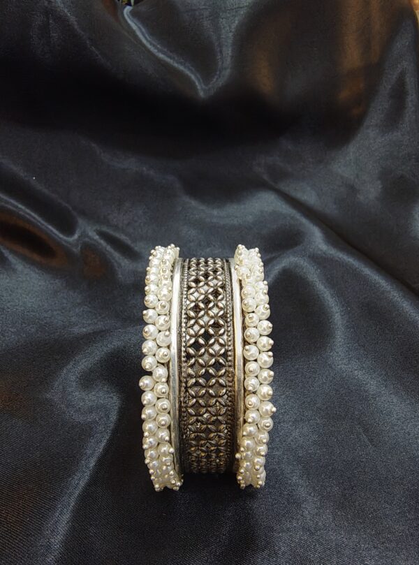 Vintage Pearl-Studded Cuff Bracelet - Image 3