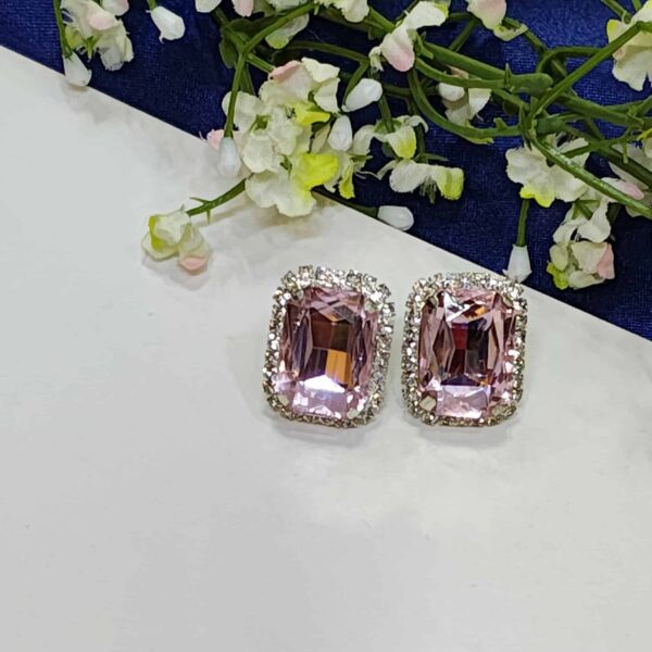 Radiant Gemstone Earring Top - Baby Pink