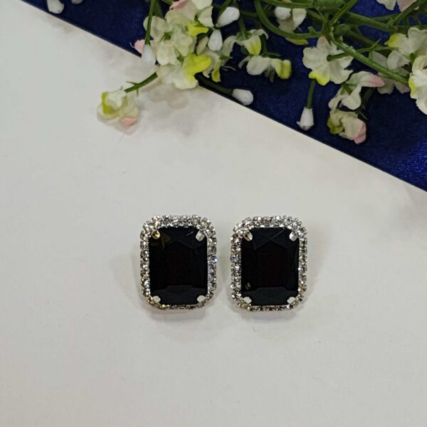 Radiant Gemstone Earring Top - Black