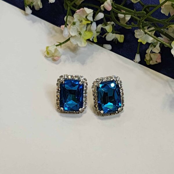 Radiant Gemstone Earring Top - Blue