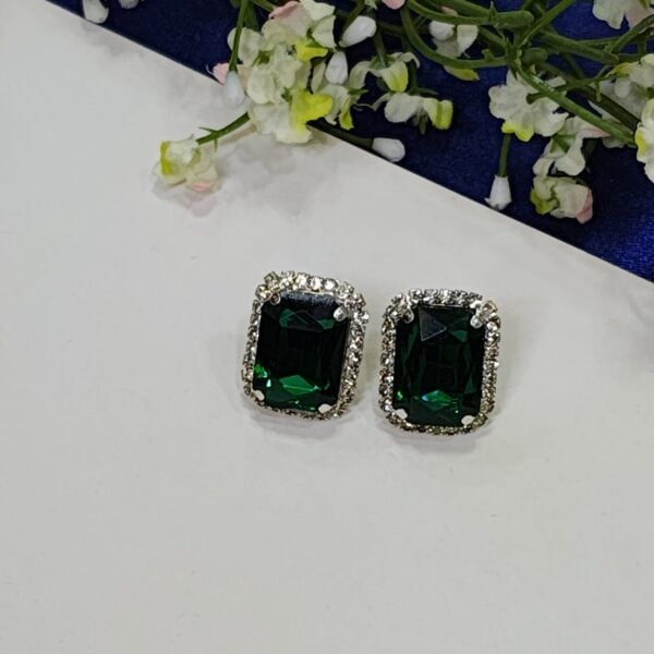 Radiant Gemstone Earring Top - Green