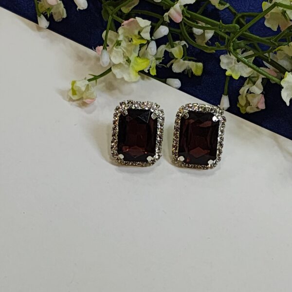 Radiant Gemstone Earring Top - Maroon