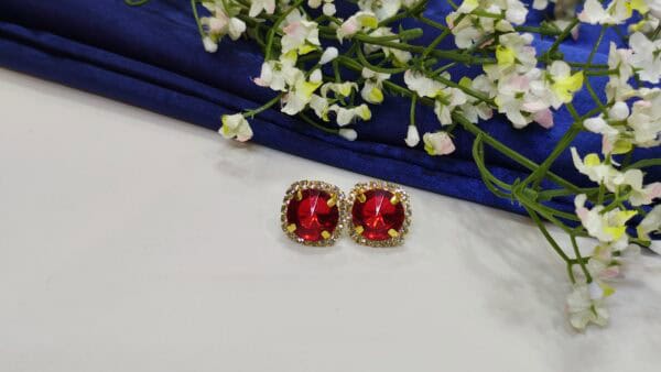 Sqaurecut Gemstone Earrings Tops - Image 5