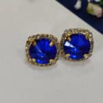 Sqaurecut Gemstone Earrings Tops Royal Blue