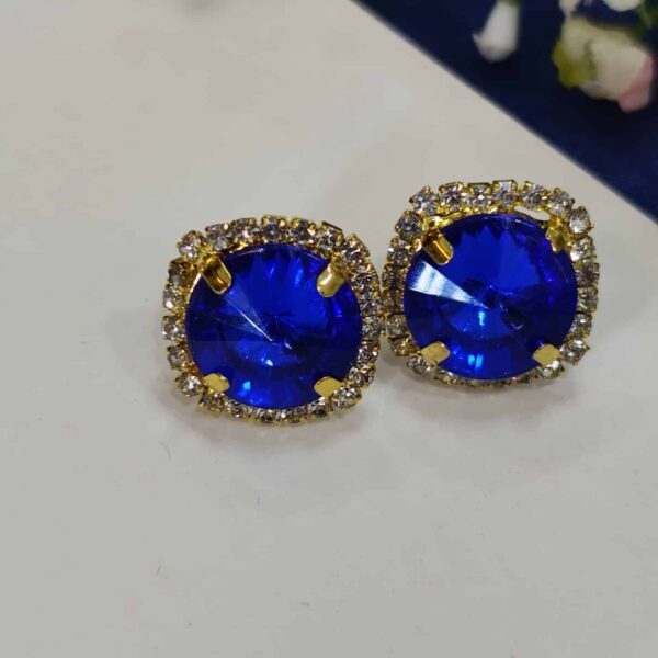 Sqaurecut Gemstone Earrings Tops - Royal Blue