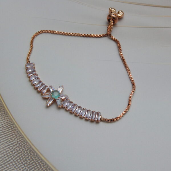 Silver bracelet with pastel green and pink petal stones for women