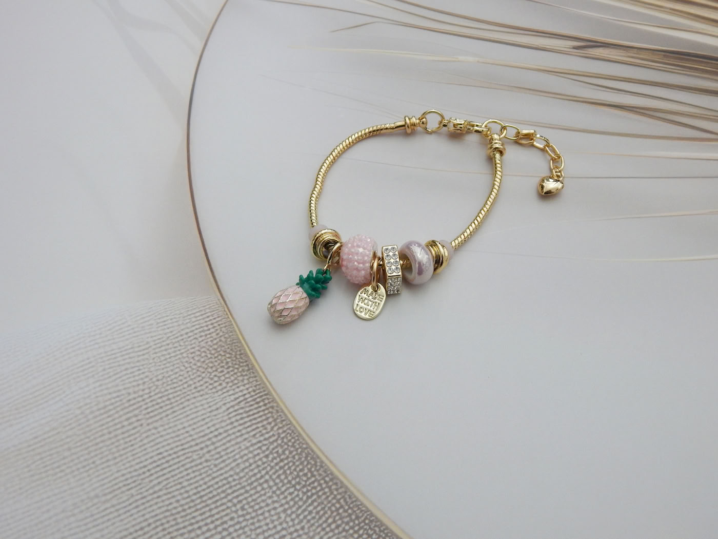 Pink Pineapple Charm Bracelet_resize
