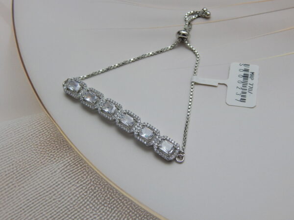 silver adjustable bracelet with cushion-cut stones for festive and party looks