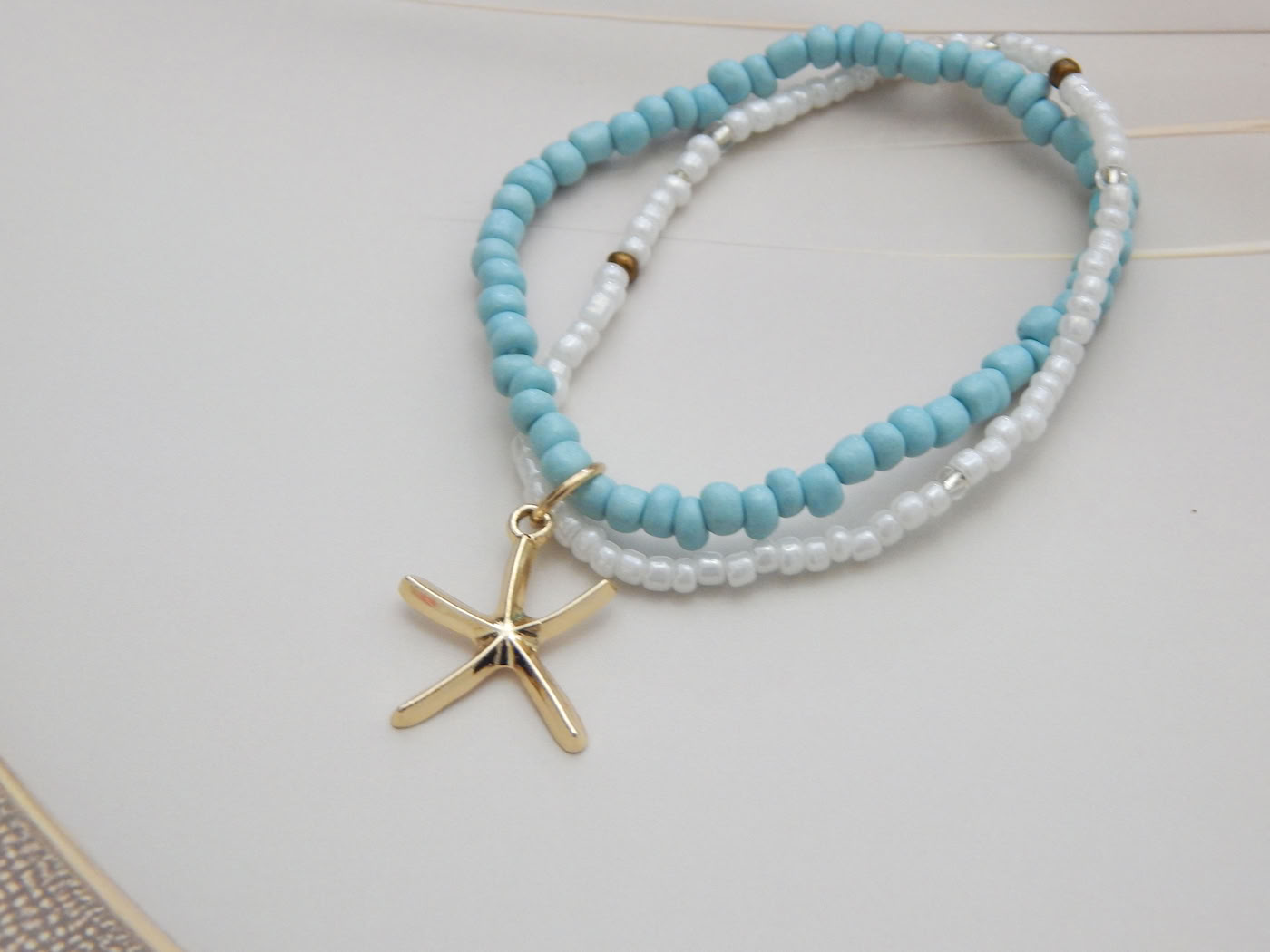 Beach Charm Bracelet Set- star and beads_resize