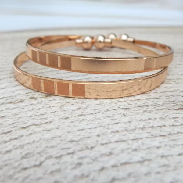 Gloss Line Rose Gold Kada with Sleek Polished Dual Band Design – Royal Reflection DS