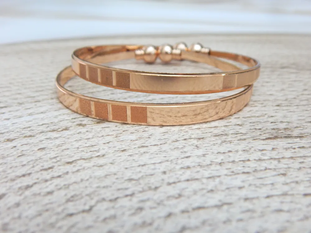 Gloss Line Rose Gold Kada with Sleek Polished Dual Band Design – Royal Reflection DS