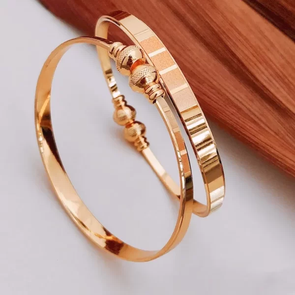 Gloss Line Rose Gold Kada with Sleek Polished Dual Band Design – Royal Reflection DS